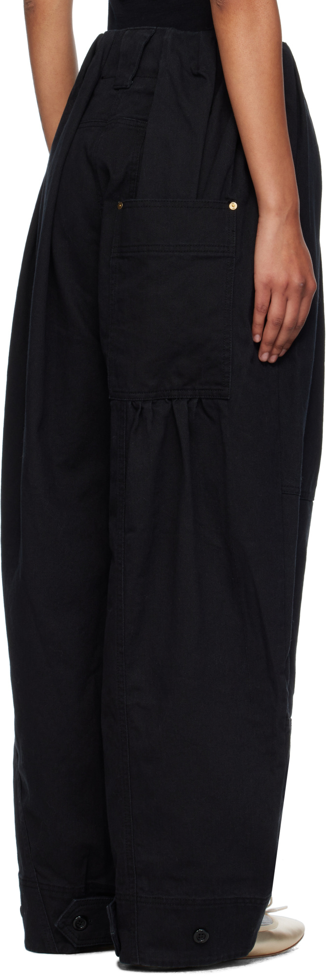 Open Yy Full Gather Trousers In Black