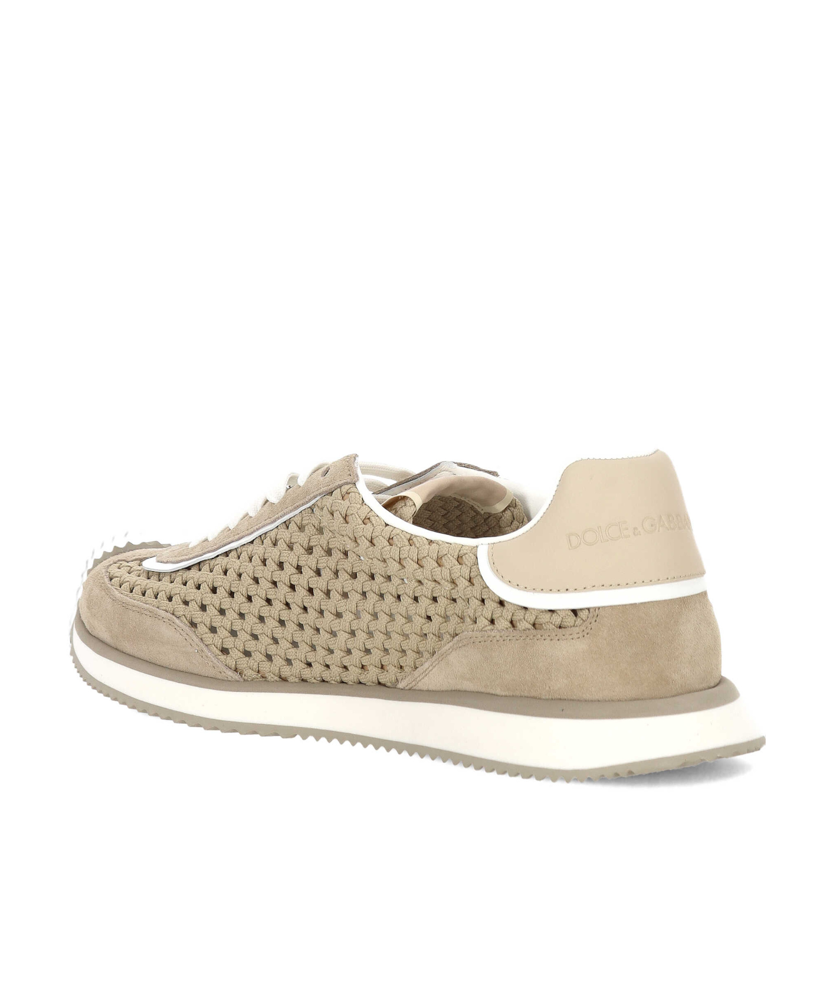 Dolce & Gabbana Leather And Fabric Low-top Sneakers In Nude