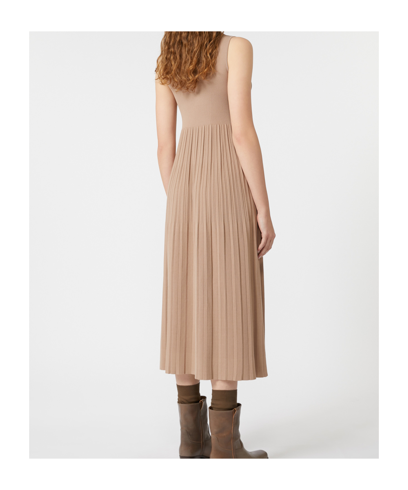 Weekend Max Mara Viscose Crepe Pleated Dress In Multi