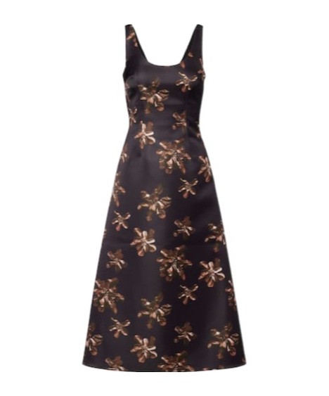 Emilia Wickstead Tippi Floral Genzianella Midi Dress In Black