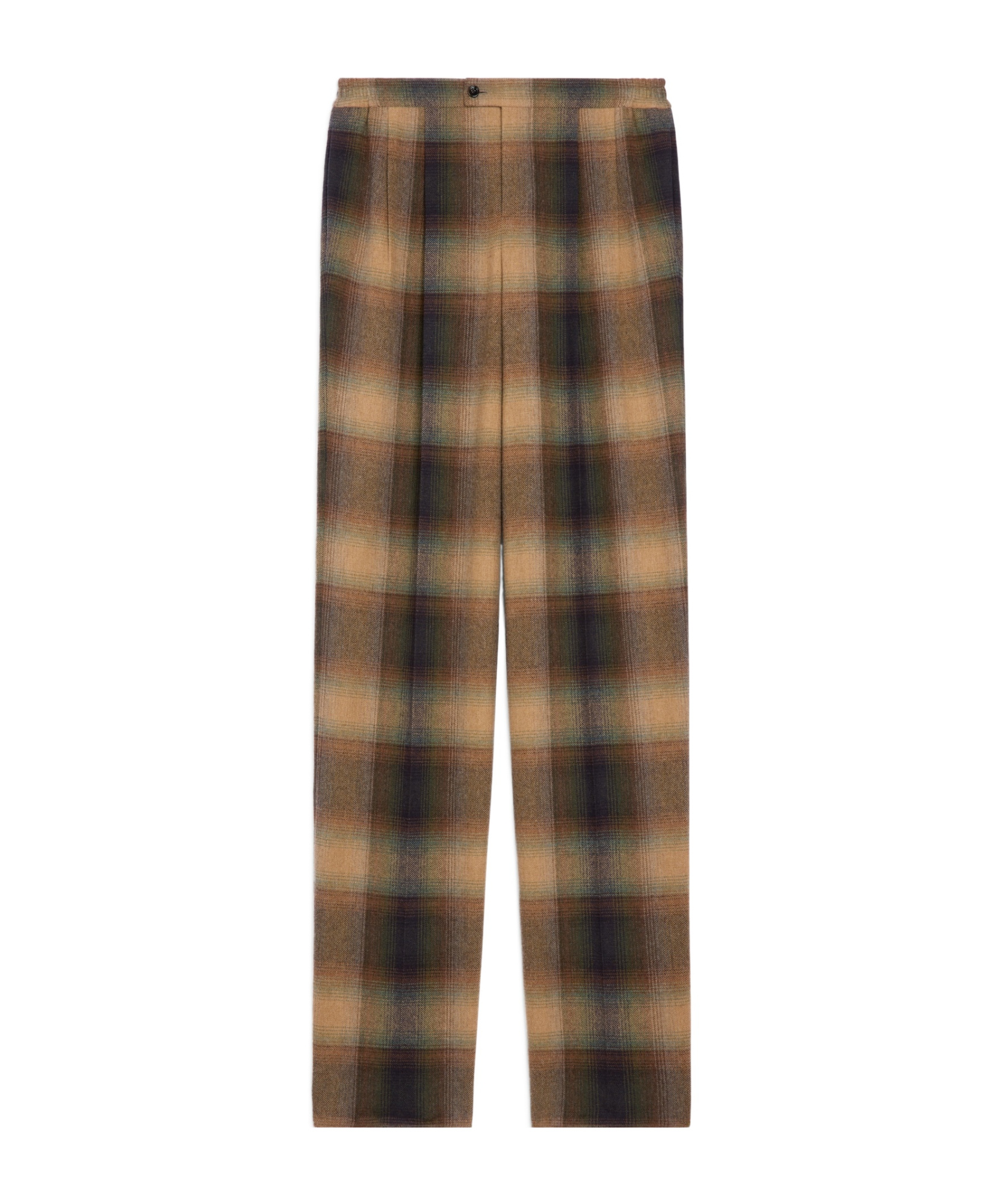 Celine Wide-leg Pleated Checked Wool-flannel Trousers In Animal Print