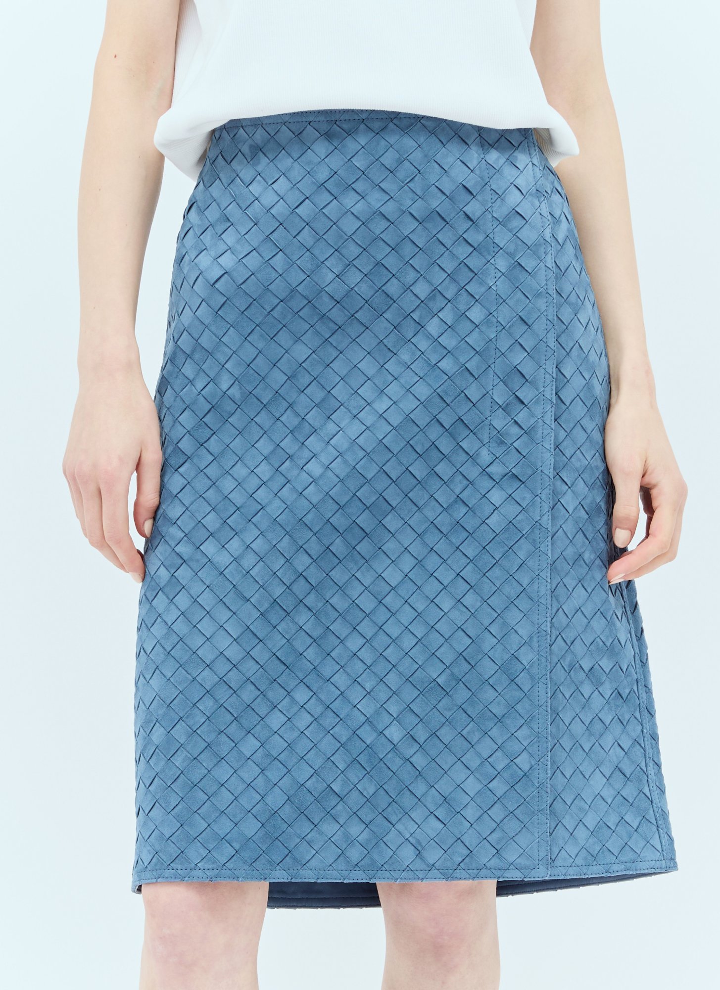 Bottega Veneta Intreciato Mid-length Skirt In Blue