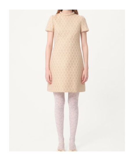 Valentino Toute La V Lurex Jacquard Mini Dress In Nude