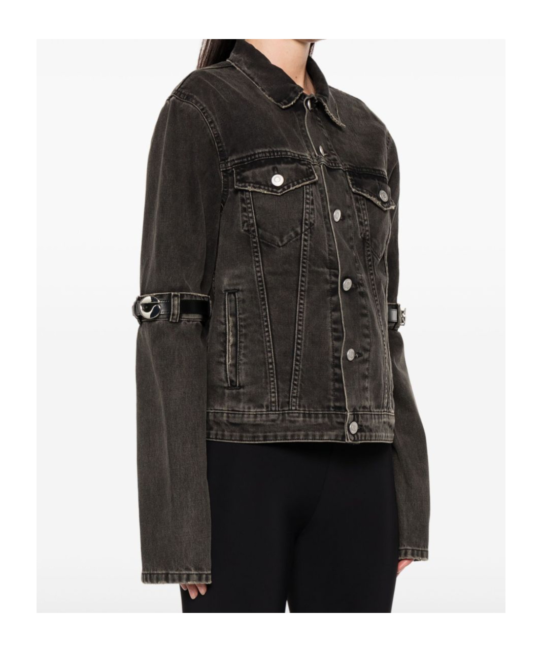 Coperni Oversized Black Denim Jacket With Unique Strap Details In Black