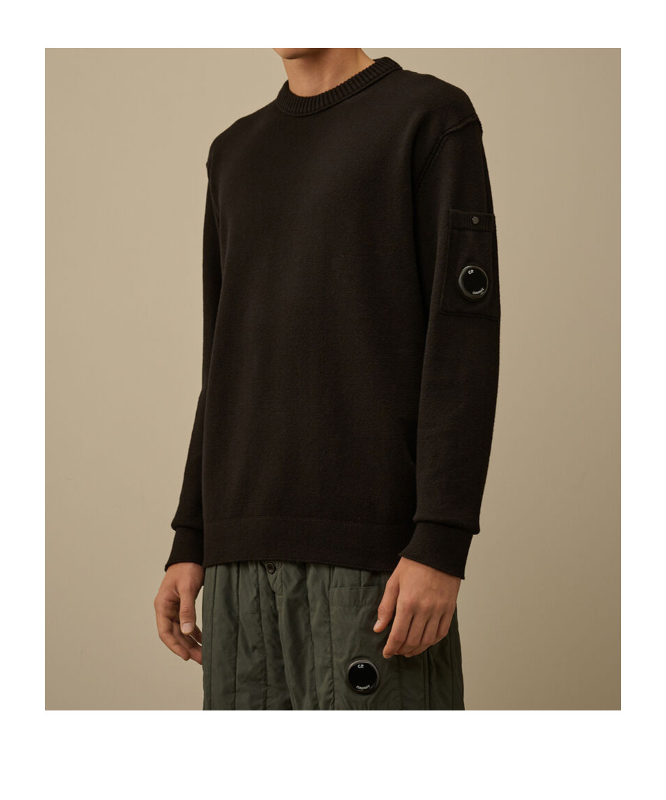 C.p. Company Pocket-detail Crew-neck Sweater In Brown