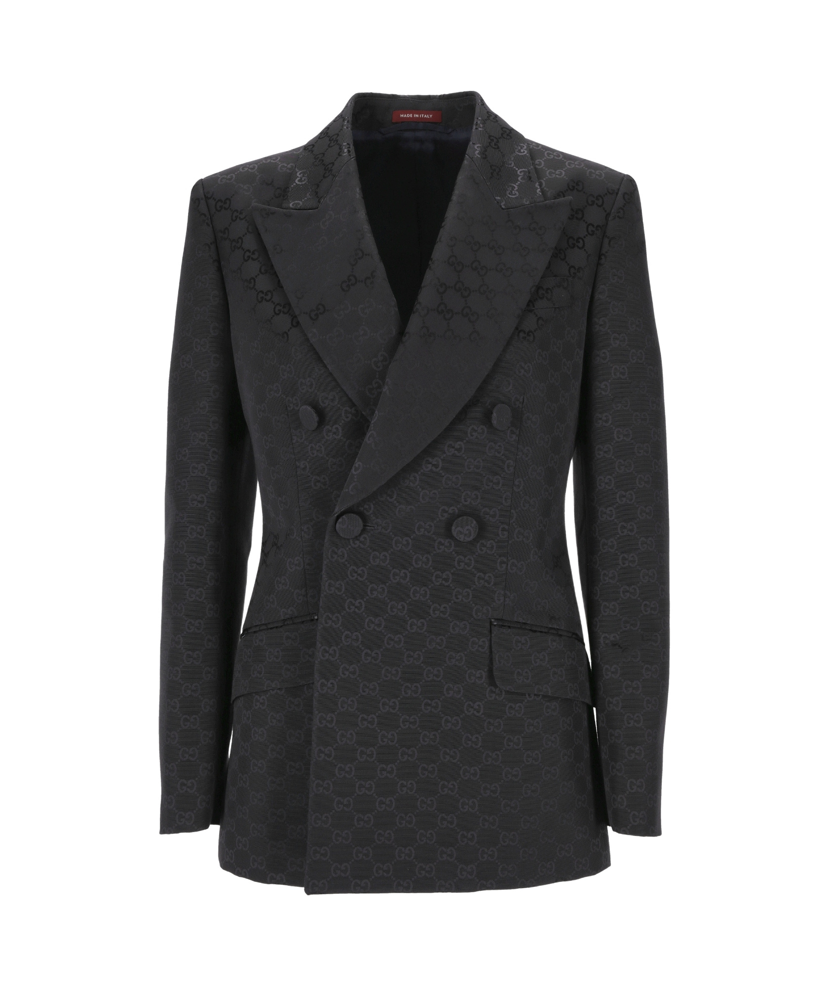 Gucci Gg Jacquard Button-up Blazer In Black