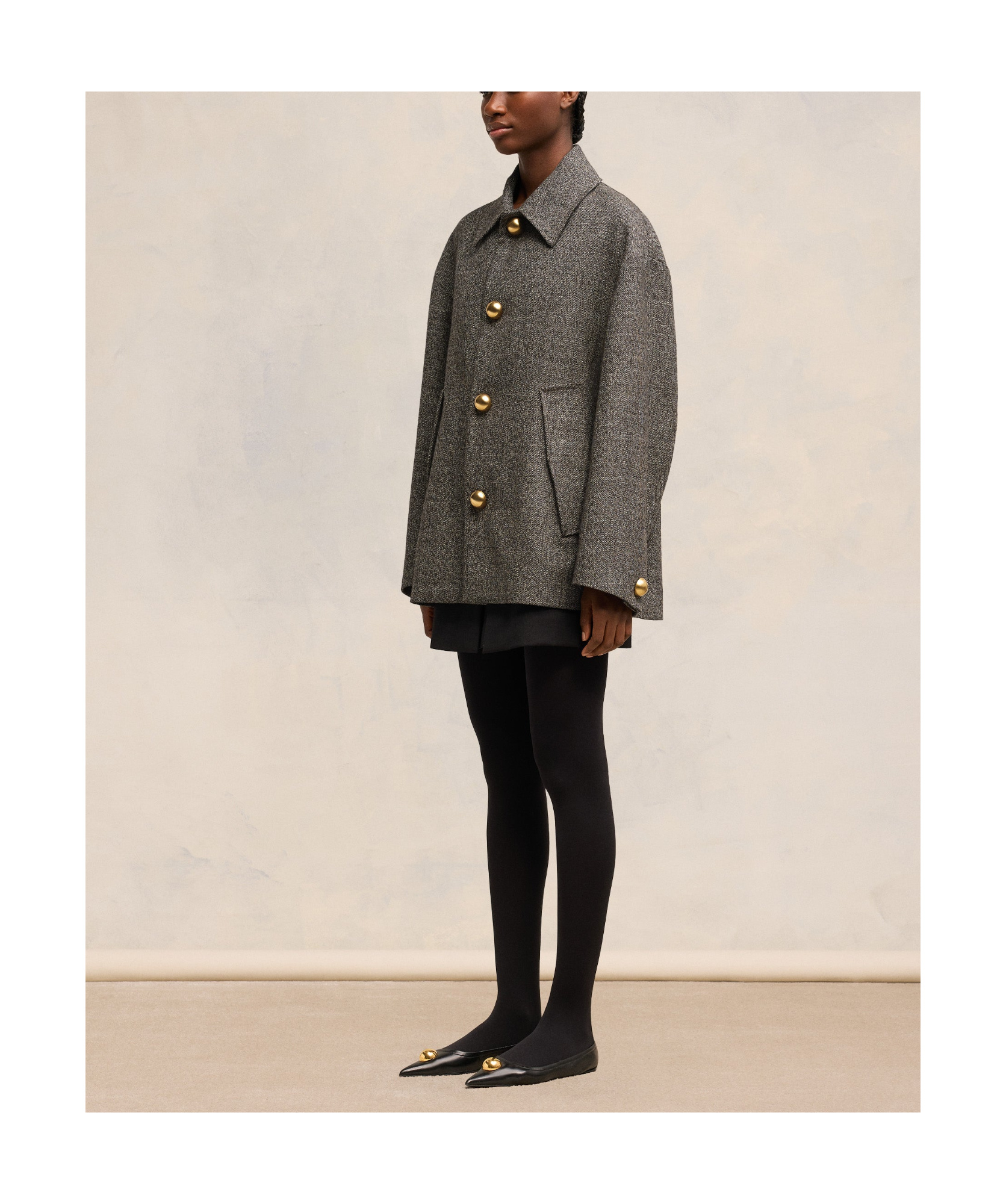 Ami Alexandre Mattiussi Ami Alexandre Mattiuss Oversized Short Belted Coat In Black