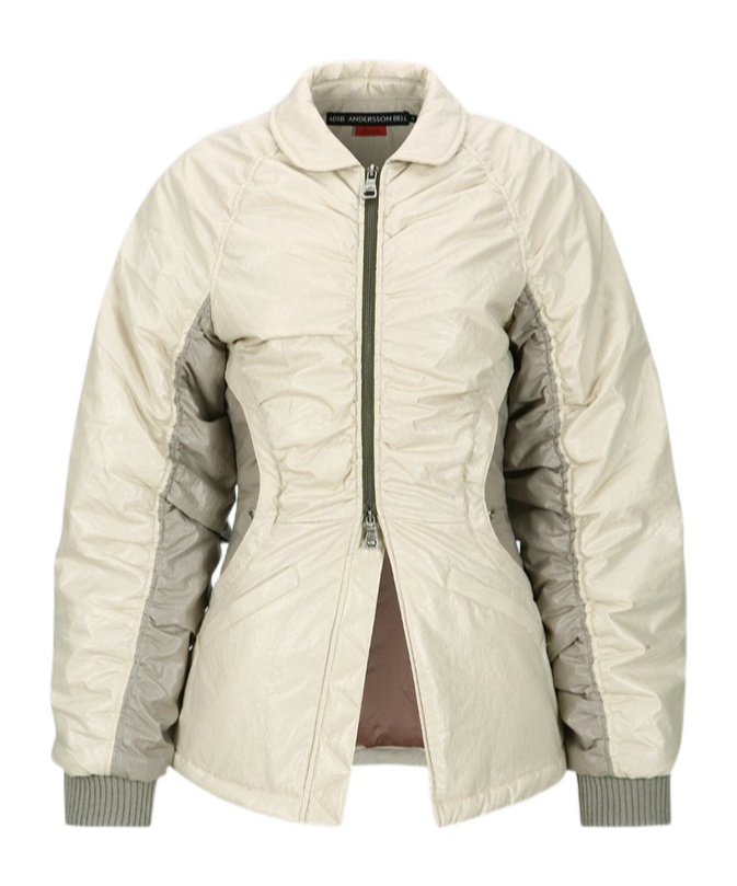 Andersson Bell Off-white Luna Back-corset Bomber Jacket In Nude