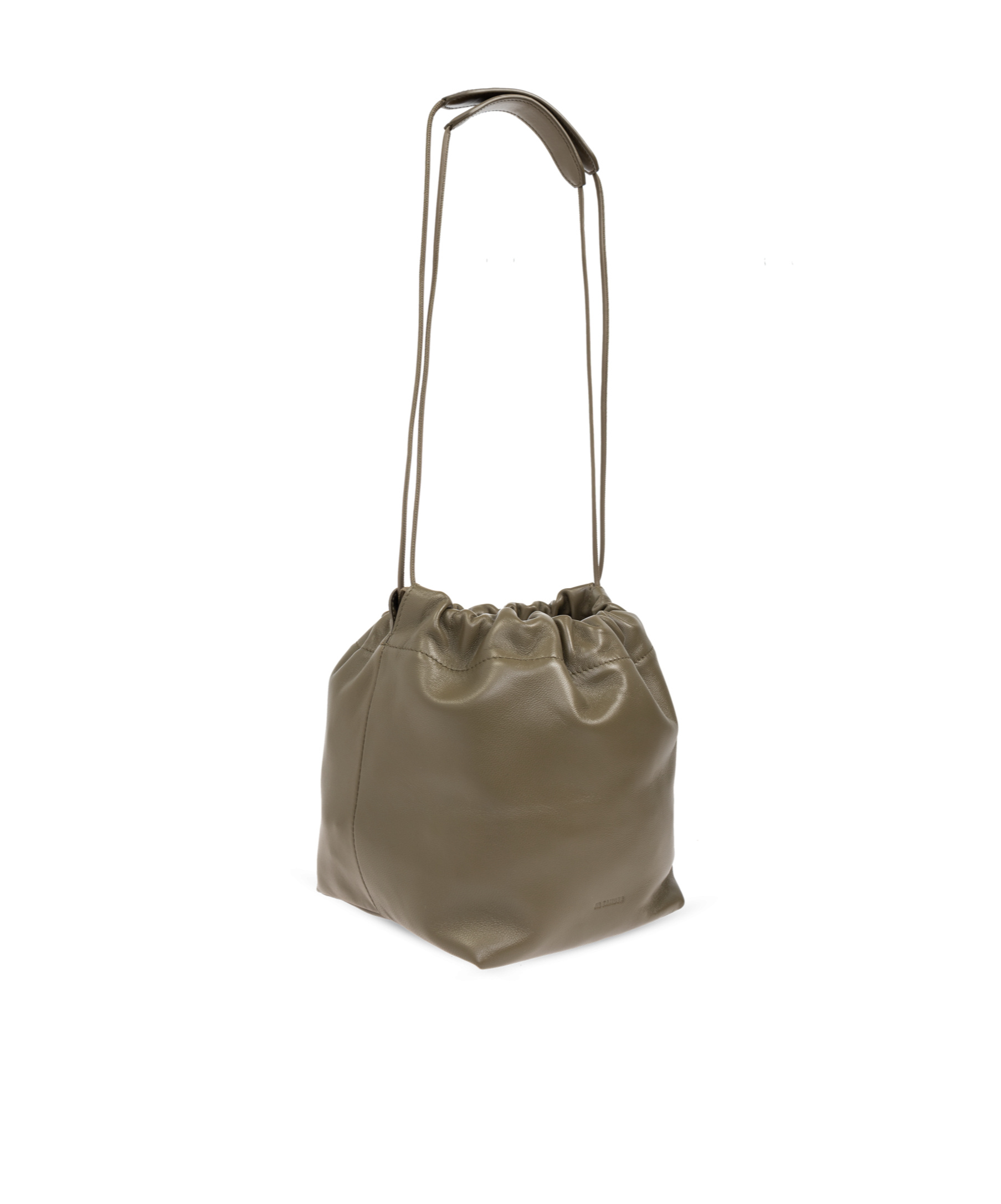 Jil Sander Dumpling Medium Drawstring Leather Crossbody Bag In Green