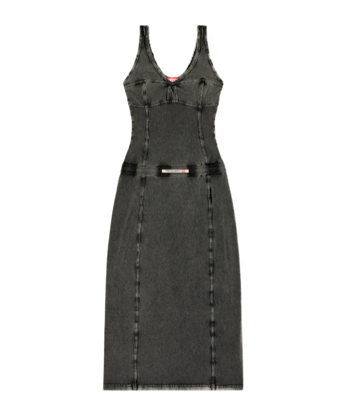 Diesel Gray D-inny Midi Dress In Black