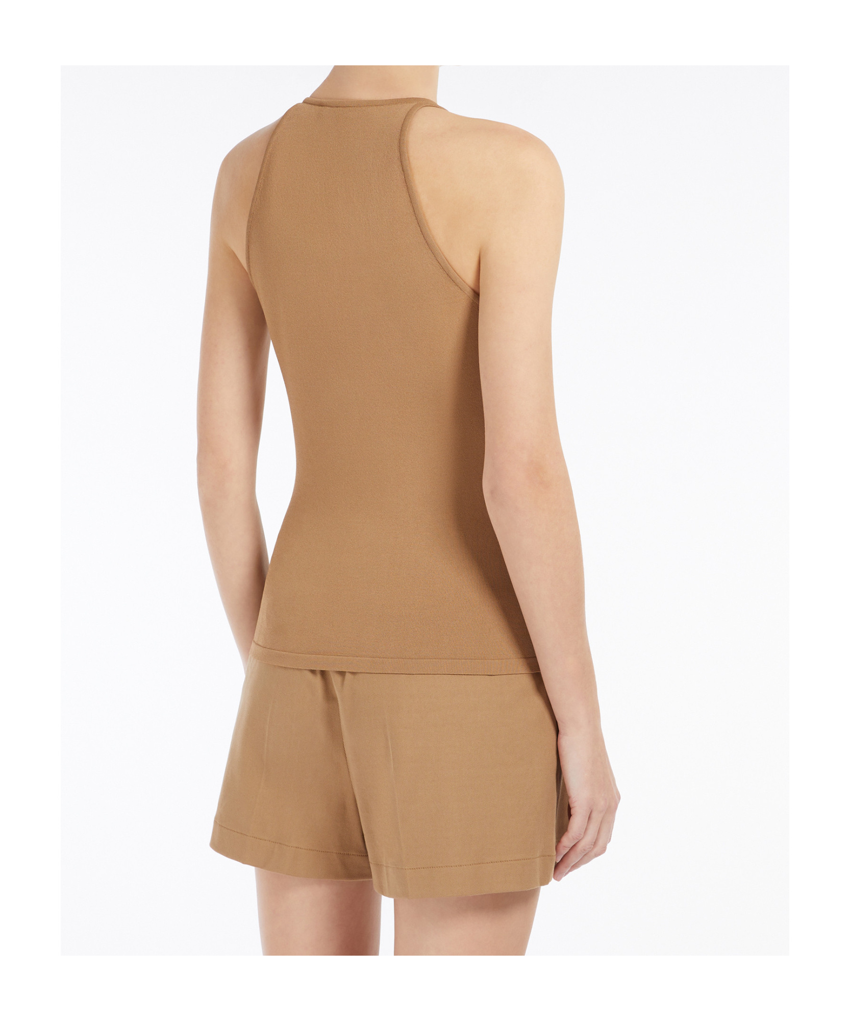 Max Mara Fitted Top With Deep V-neckline In Nude