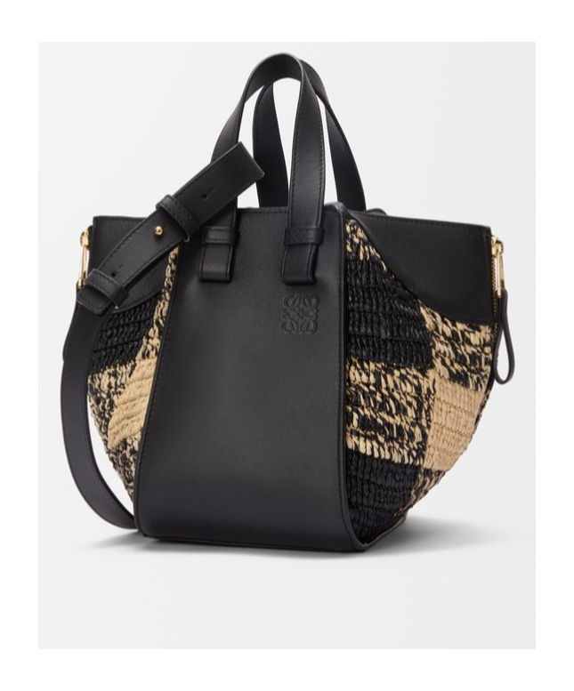 Loewe Hammock Top-handle Bag In Gingham Raffia In Multi