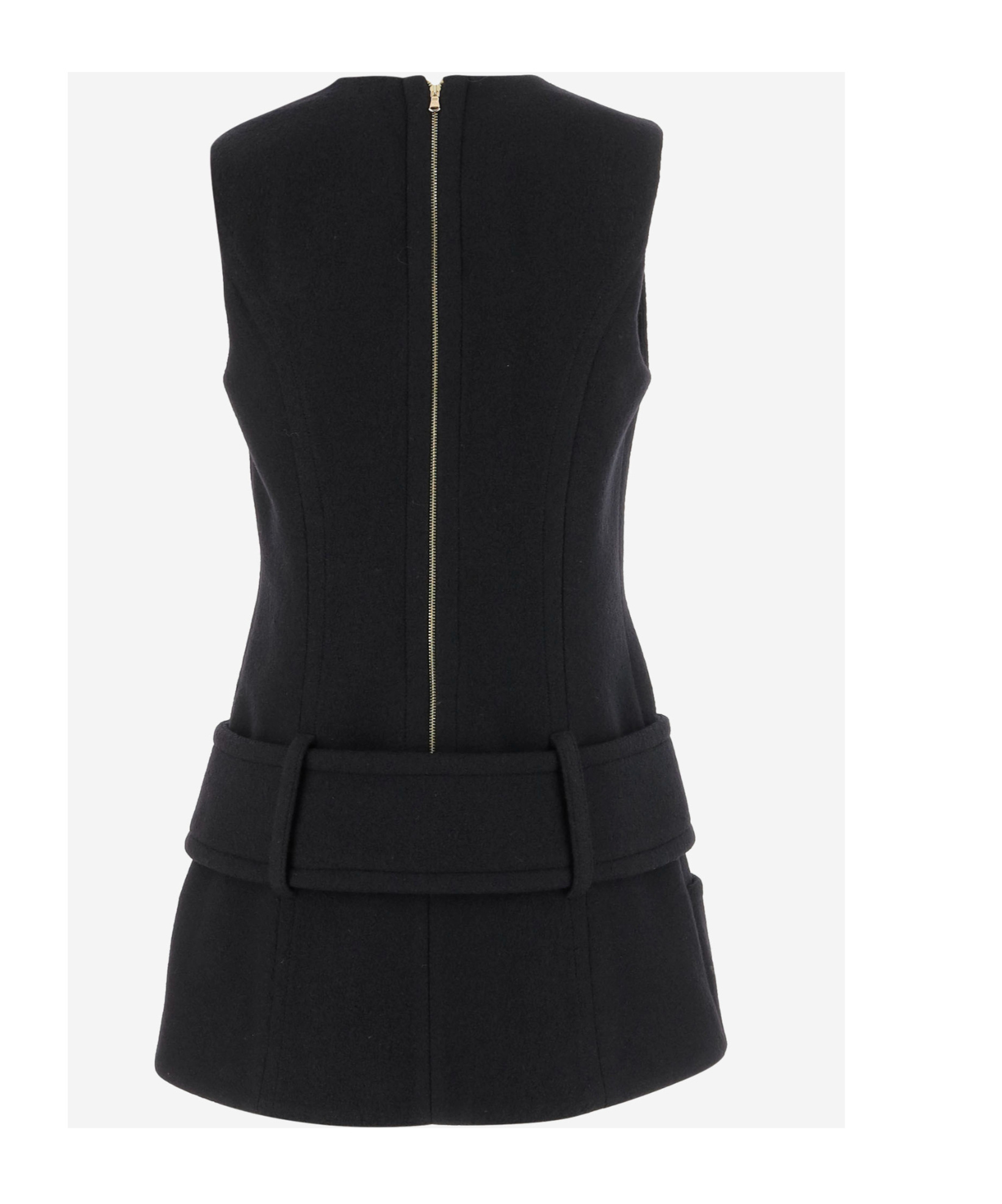 Patou Boiled Wool Mini Dress In Black