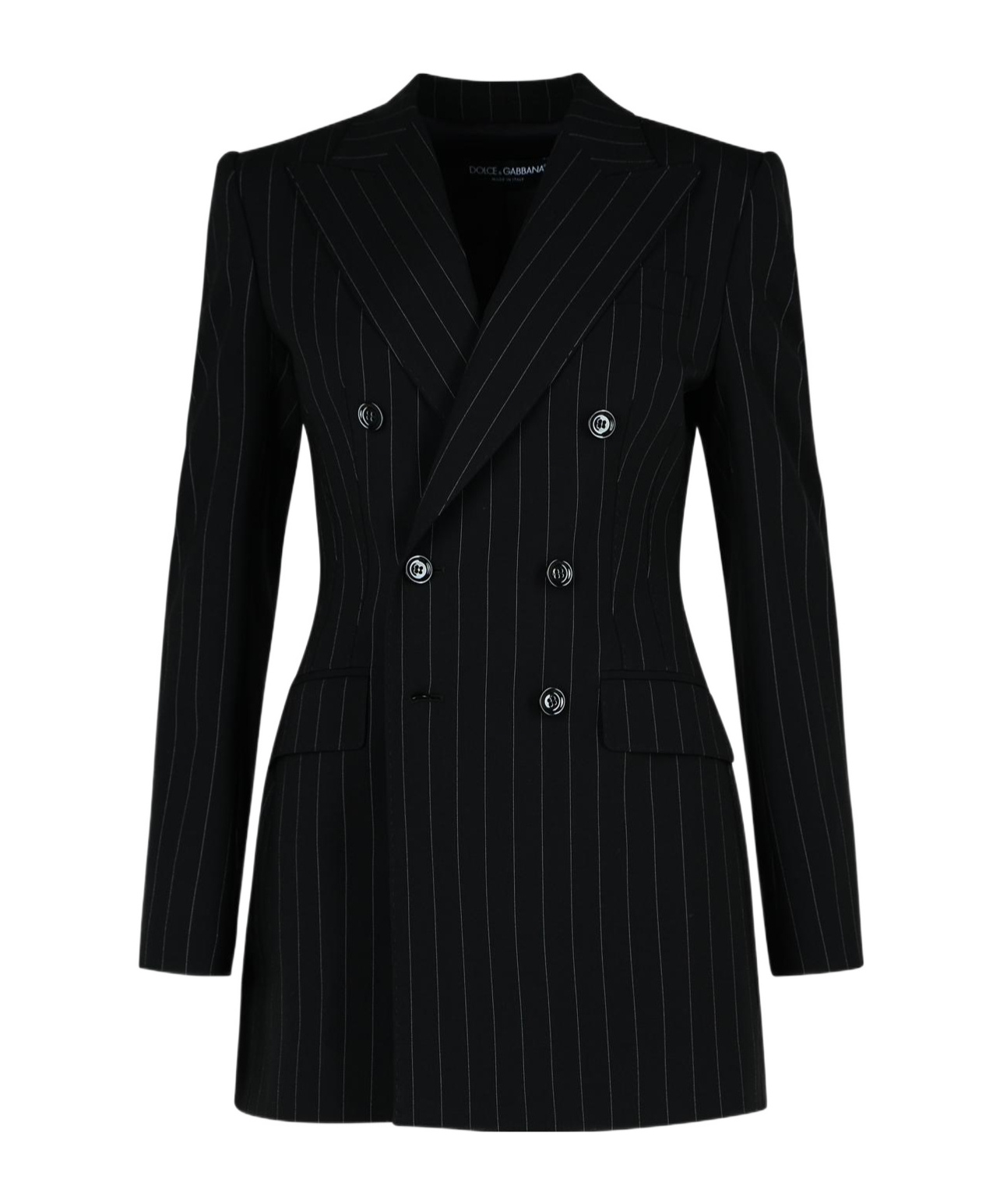 Dolce & Gabbana Double-breasted Pinstriped Blazer In Black