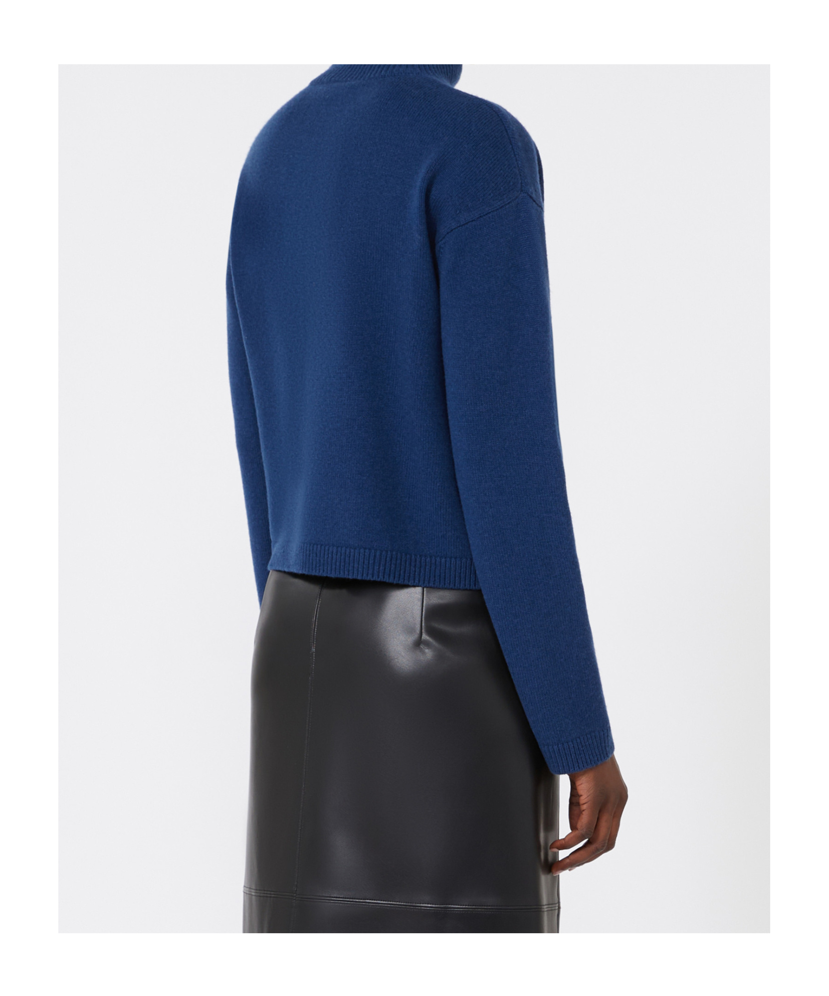 Max Mara Cropped Wool And Cashmere Turtleneck Sweater In Blue