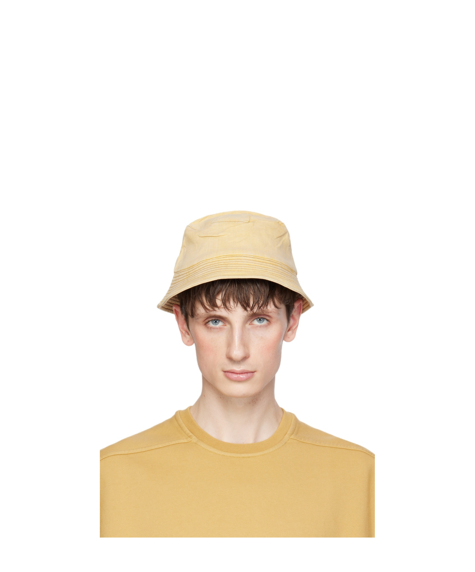 Rick Owens Drkshdw Yellow Gilligan Narrow Brim Bucket Hat In Nude