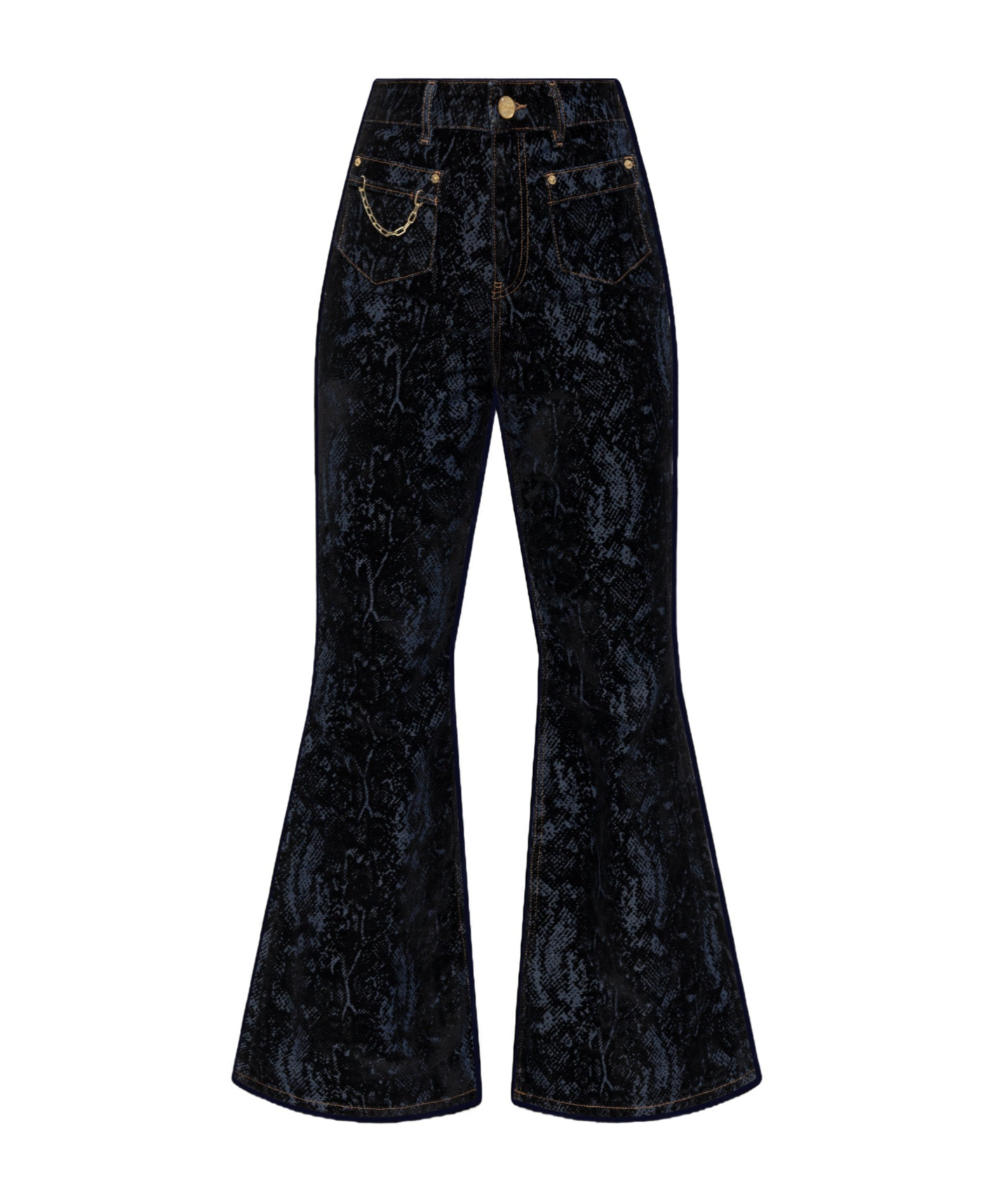 Ganni Navy Snake Print Goddi Jeans In Black