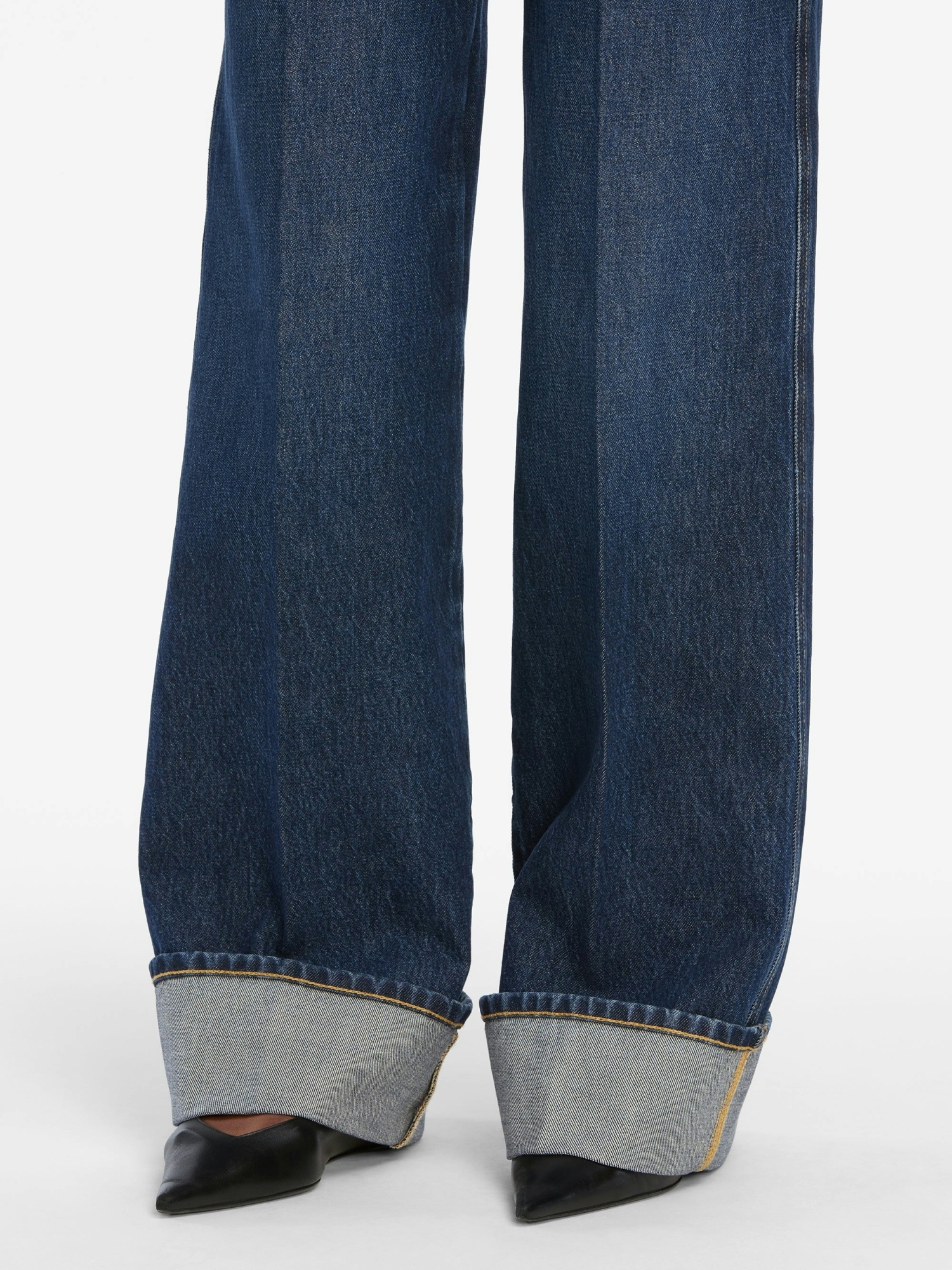 Frame The Cuffed Wide High-rise Wide-leg Jeans In Blue