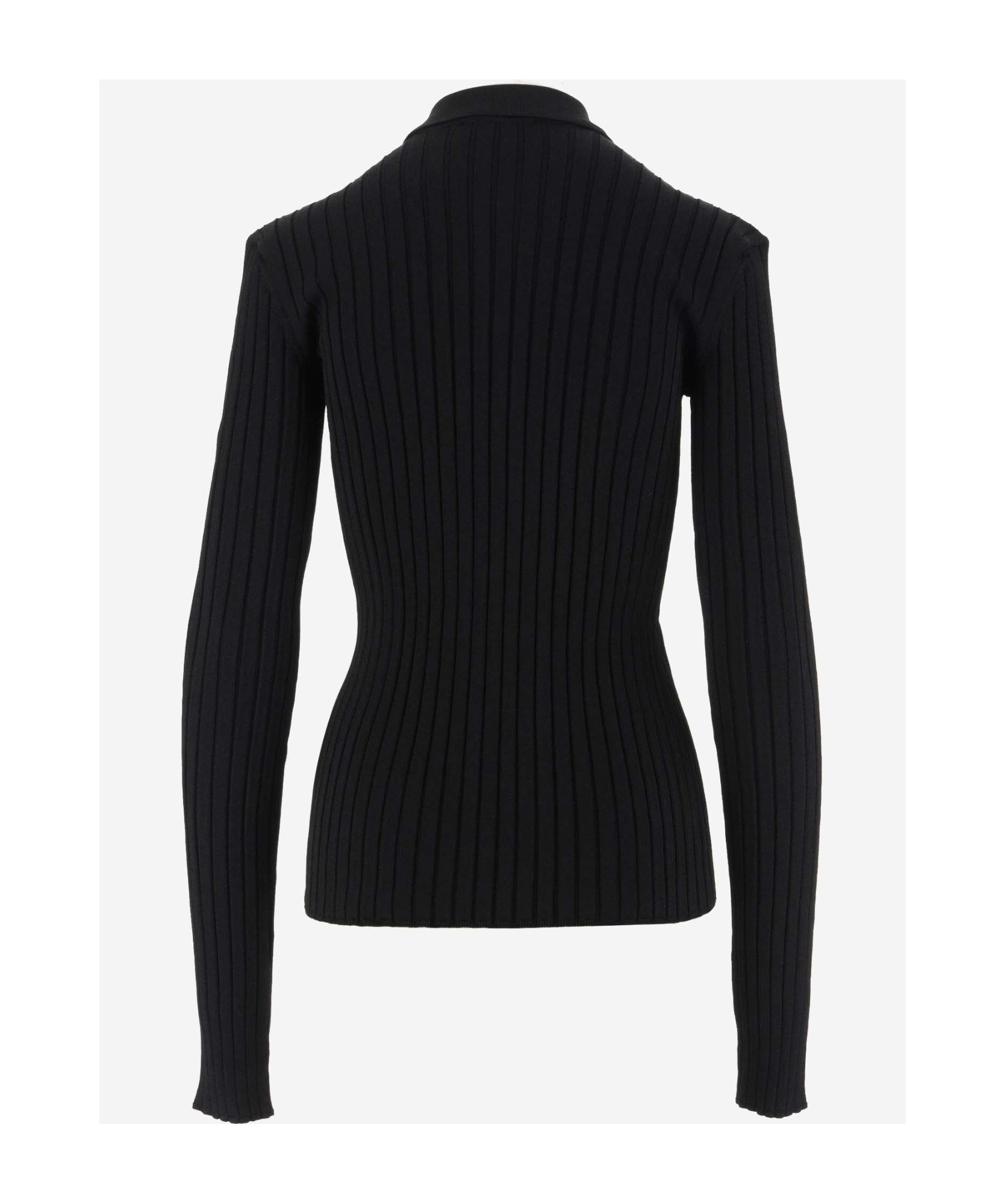 Nensi Dojaka Straight-point Collar Pleated Top In Black