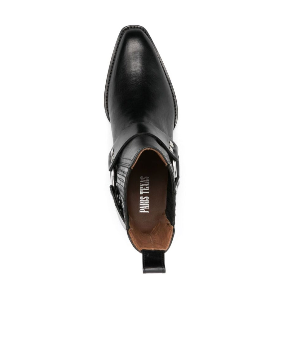 Paris Texas Helena Shiny Vintage Leather Ankle Boots In Black