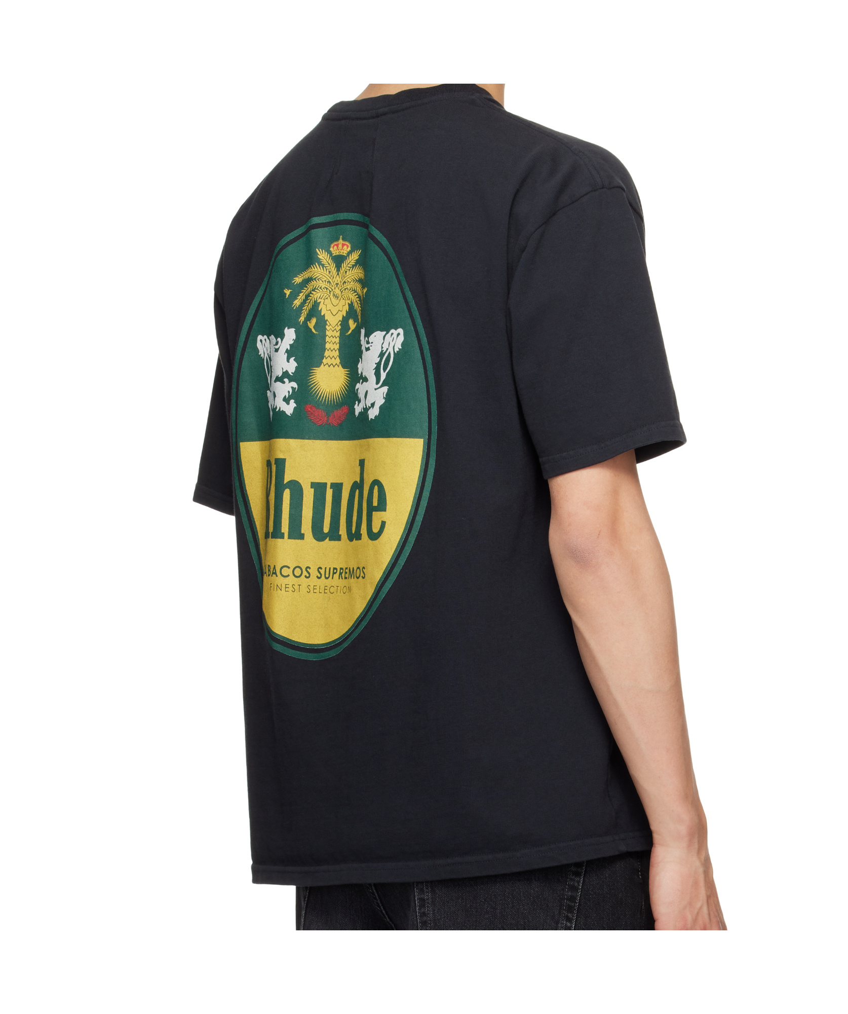 Rhude Tobacco Logo-print Cotton-jersey T-shirt In Black