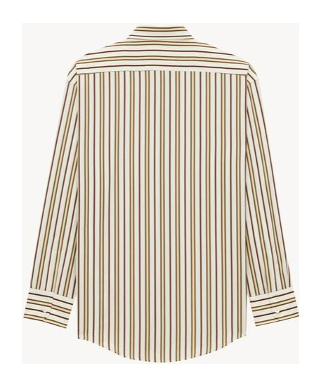 Saint Laurent Cassandre Shirt In Striped Cotton Poplin