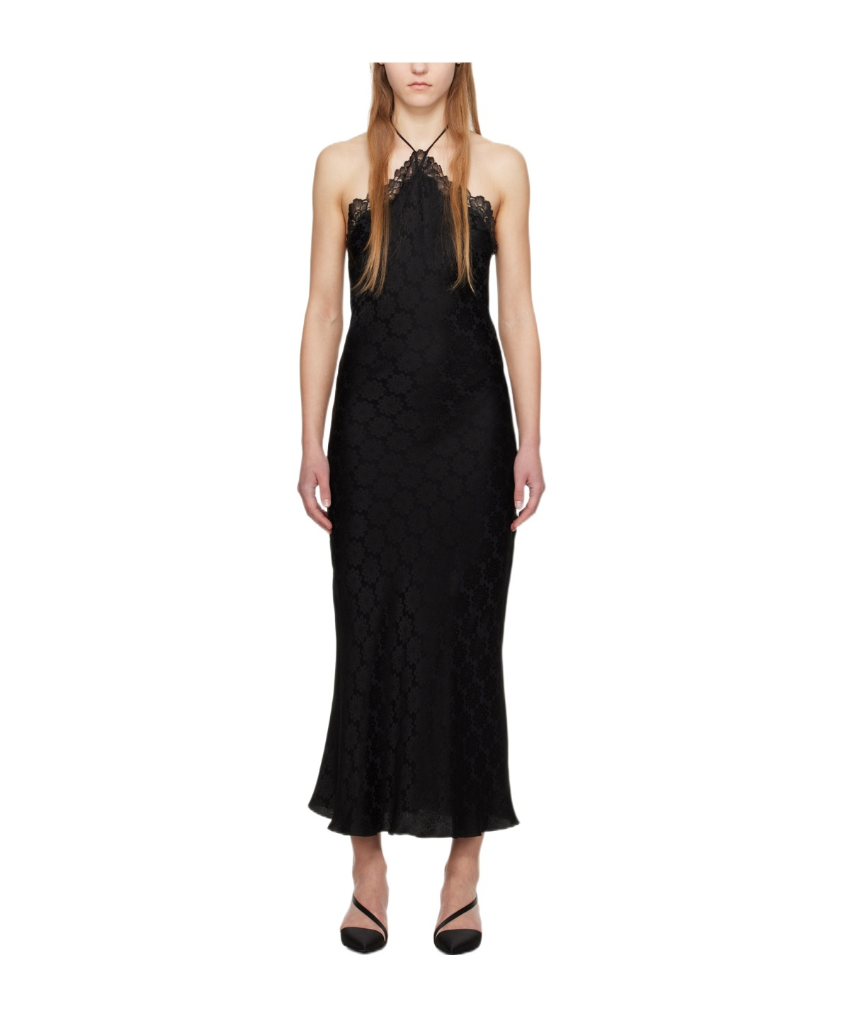 Shop Stella Mccartney A Lace-trimmed Dress In Black