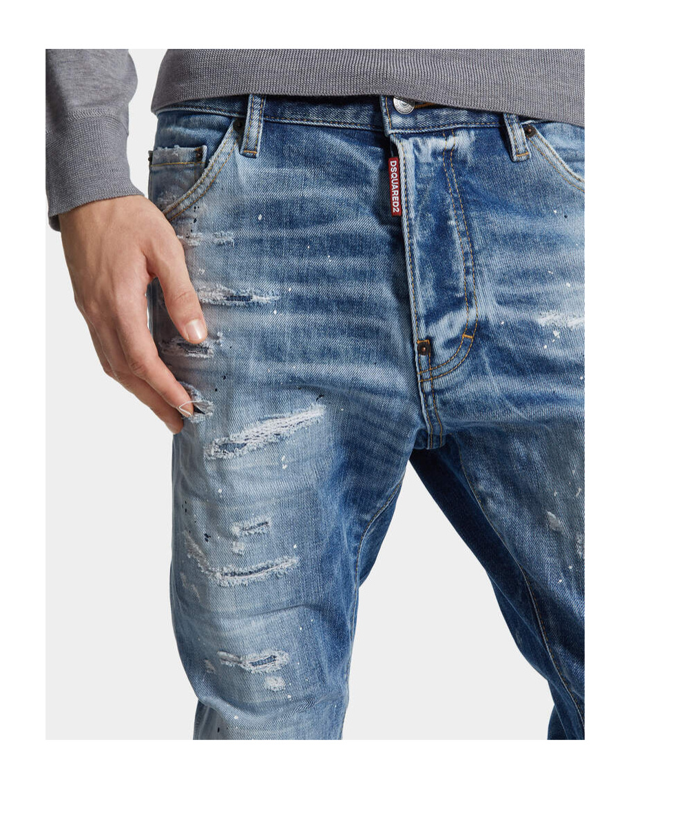 Dsquared2 Cool Guy Blue Five Pocket Jeans With Faded Effect In Denim Man In Blue