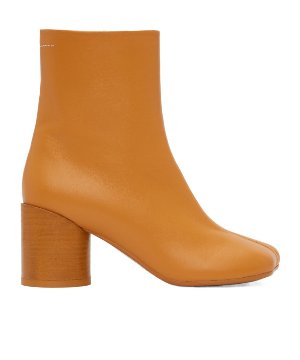 Mm6 Maison Margiela Anatomic Leather Zip Booties In Orange