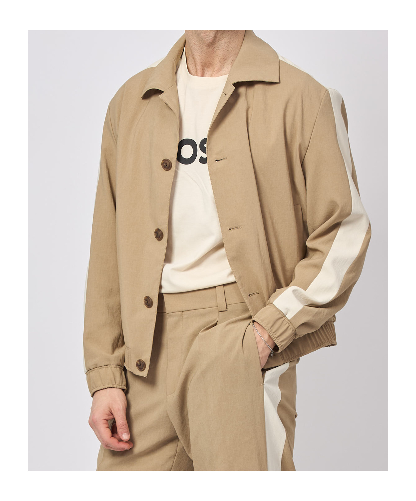 Hugo Boss Boss Beige Jacket With Buttons In Nude