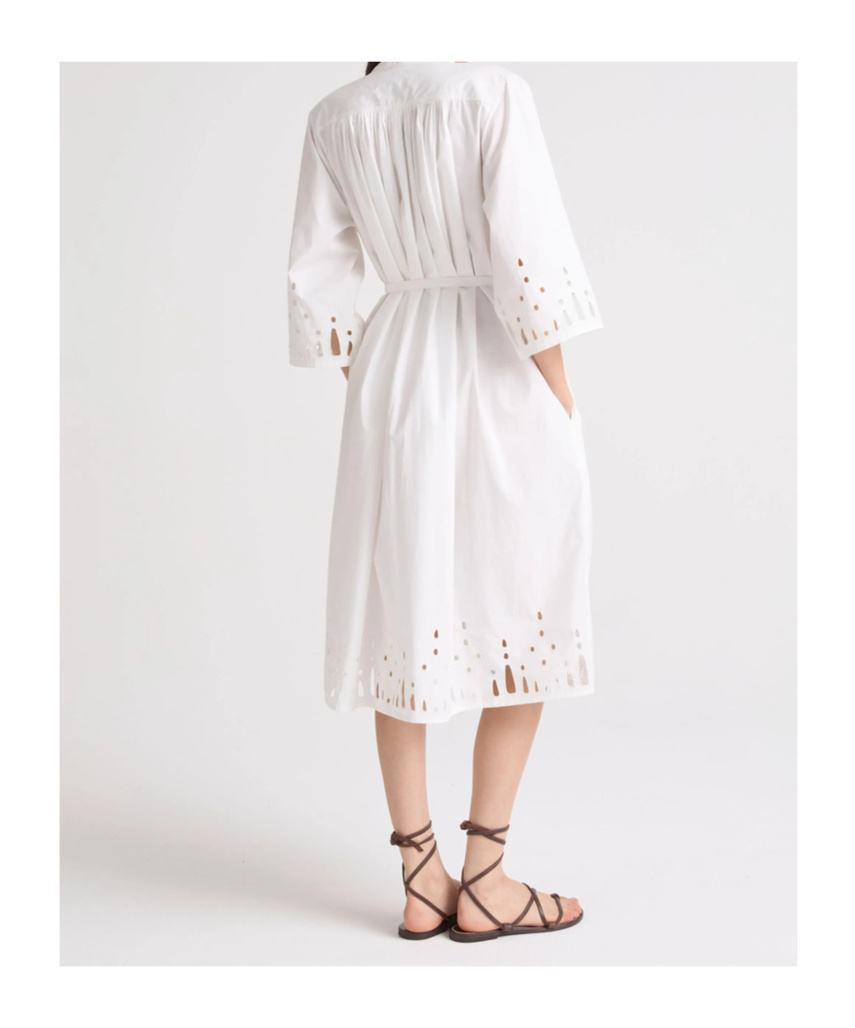 Yves Salomon Poplin Midi Dress In White