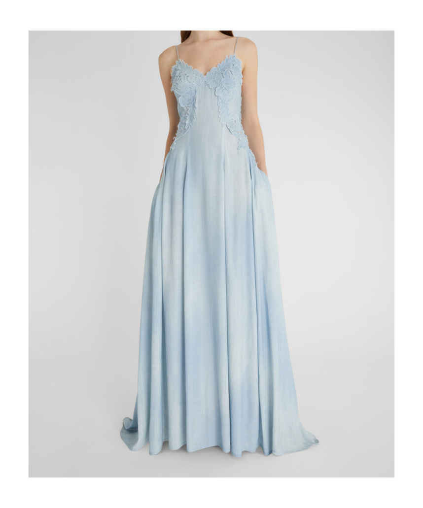Ermanno Scervino Floral-print Maxi Dress In Blue