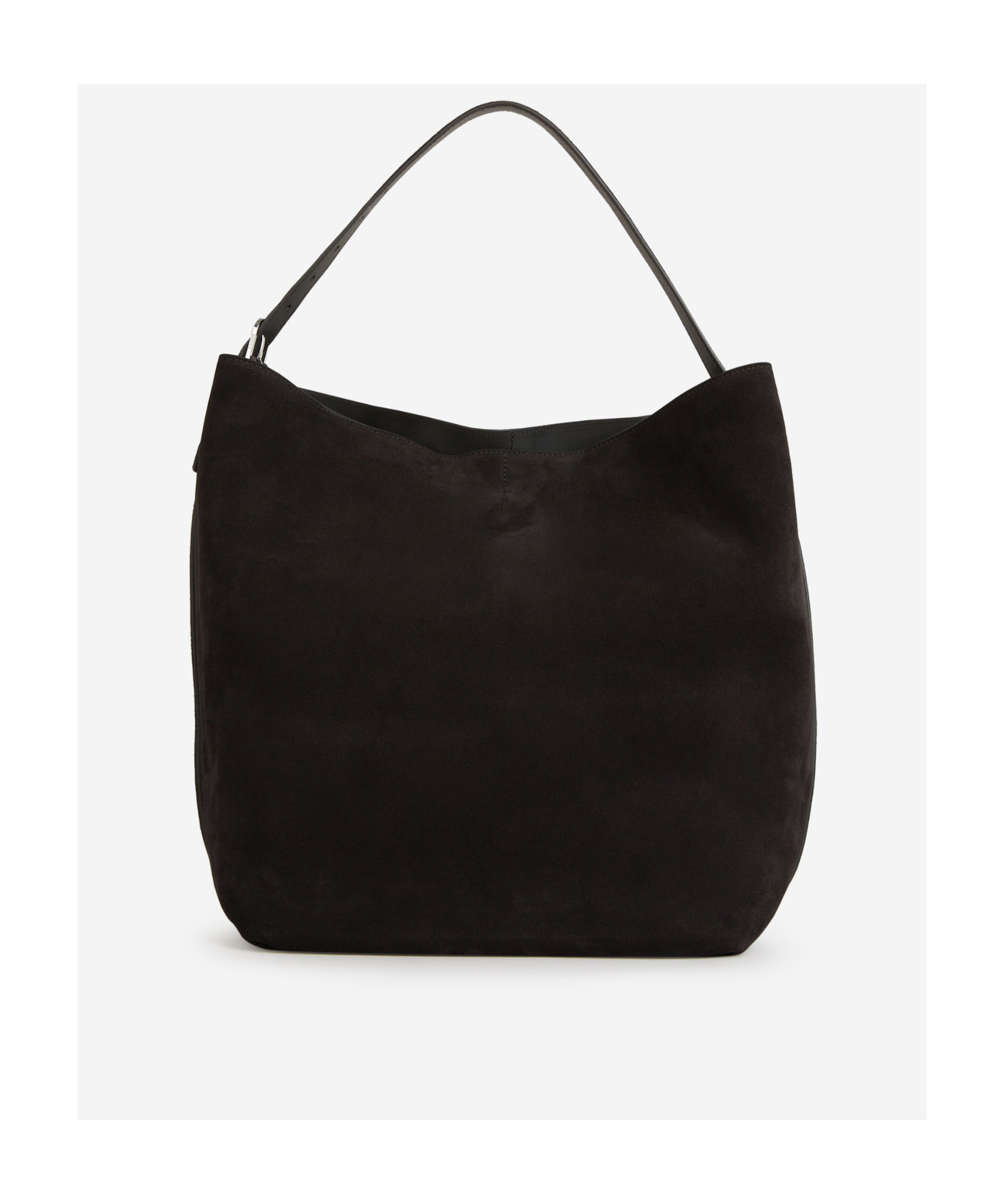 Totême Open-top Suede Tote Bag In Black