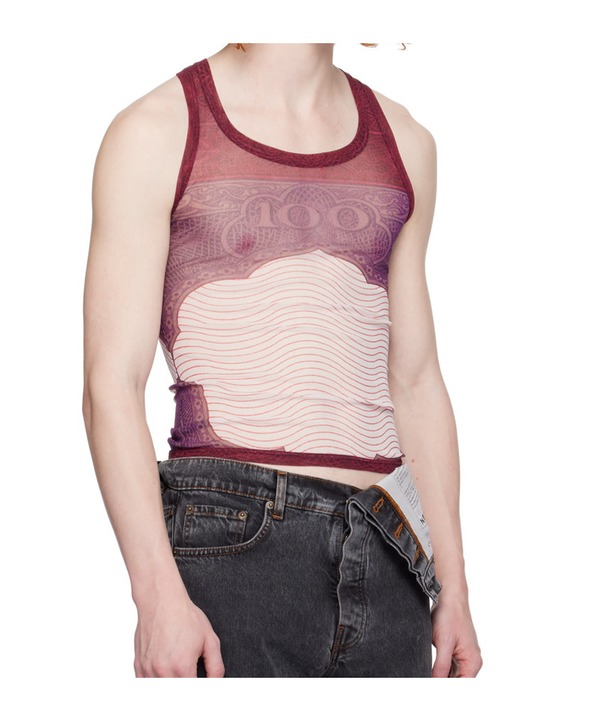 Jean Paul Gaultier Number-print Mesh Tank Top