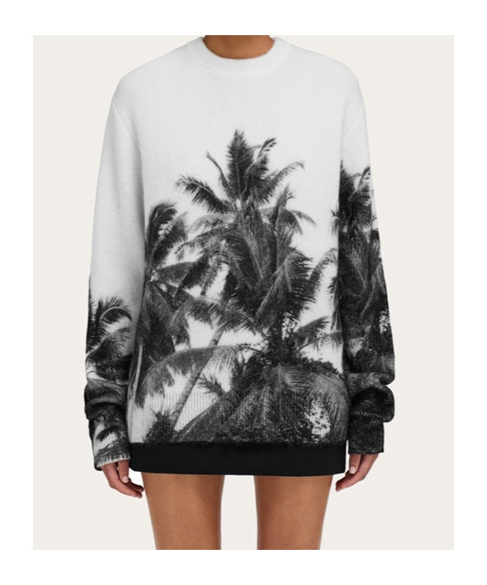 Ferragamo Palm-tree Print Sweatshirt In White
