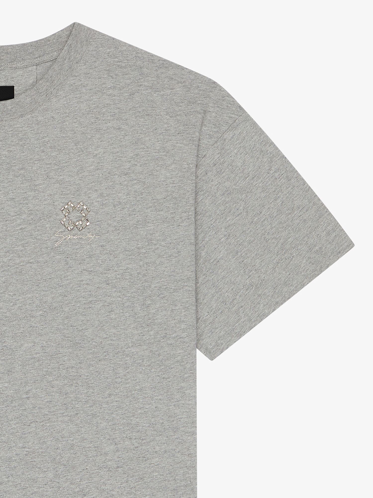 Givenchy T-shirt In Cotton With Crystals And 4g Detail In Gray