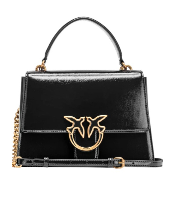 Pinko Love Bag Glossy Handbag With Handle And Shoulder Strap