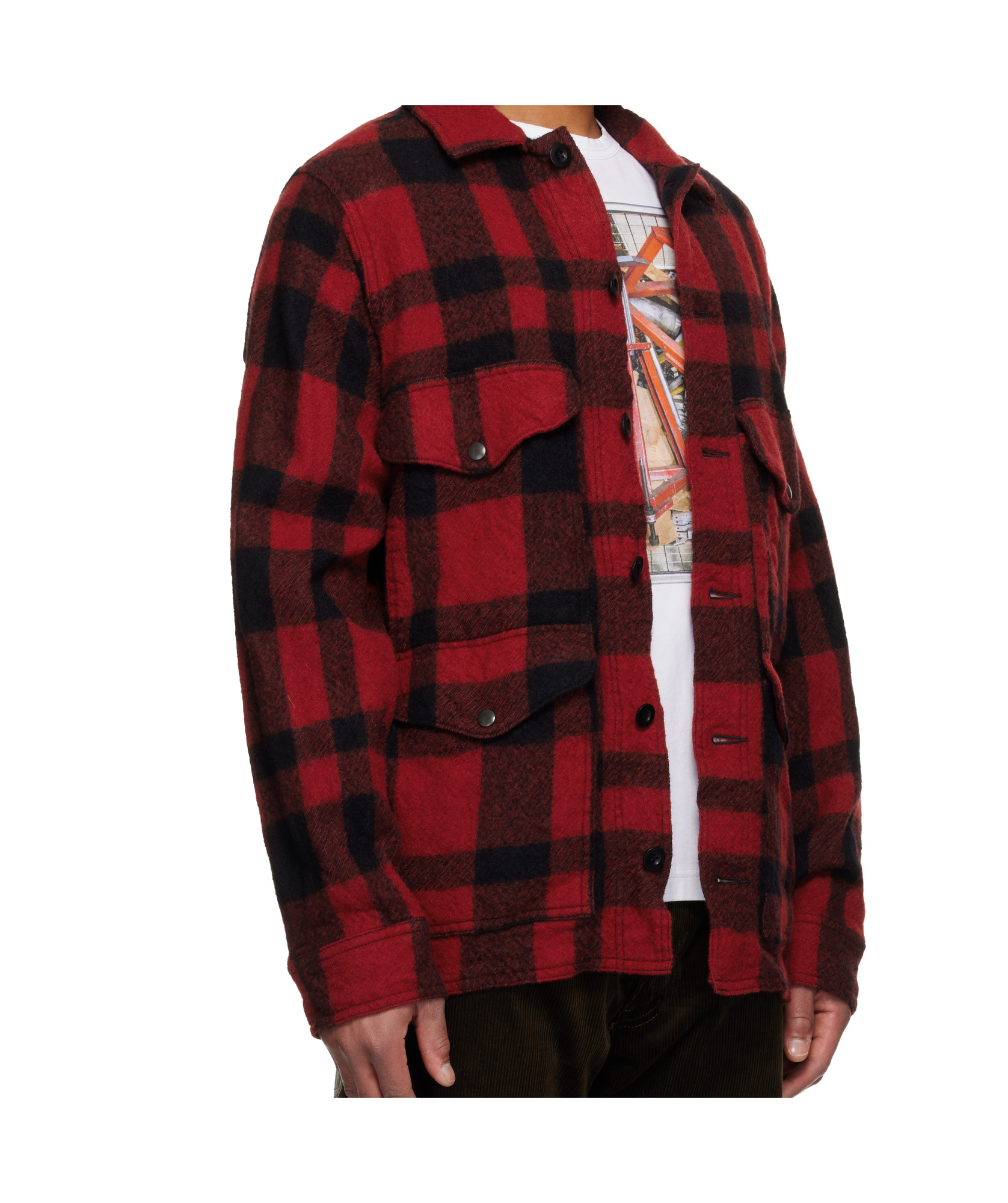 Junya Watanabe Checked Press-stud Shirt Jacket In Red
