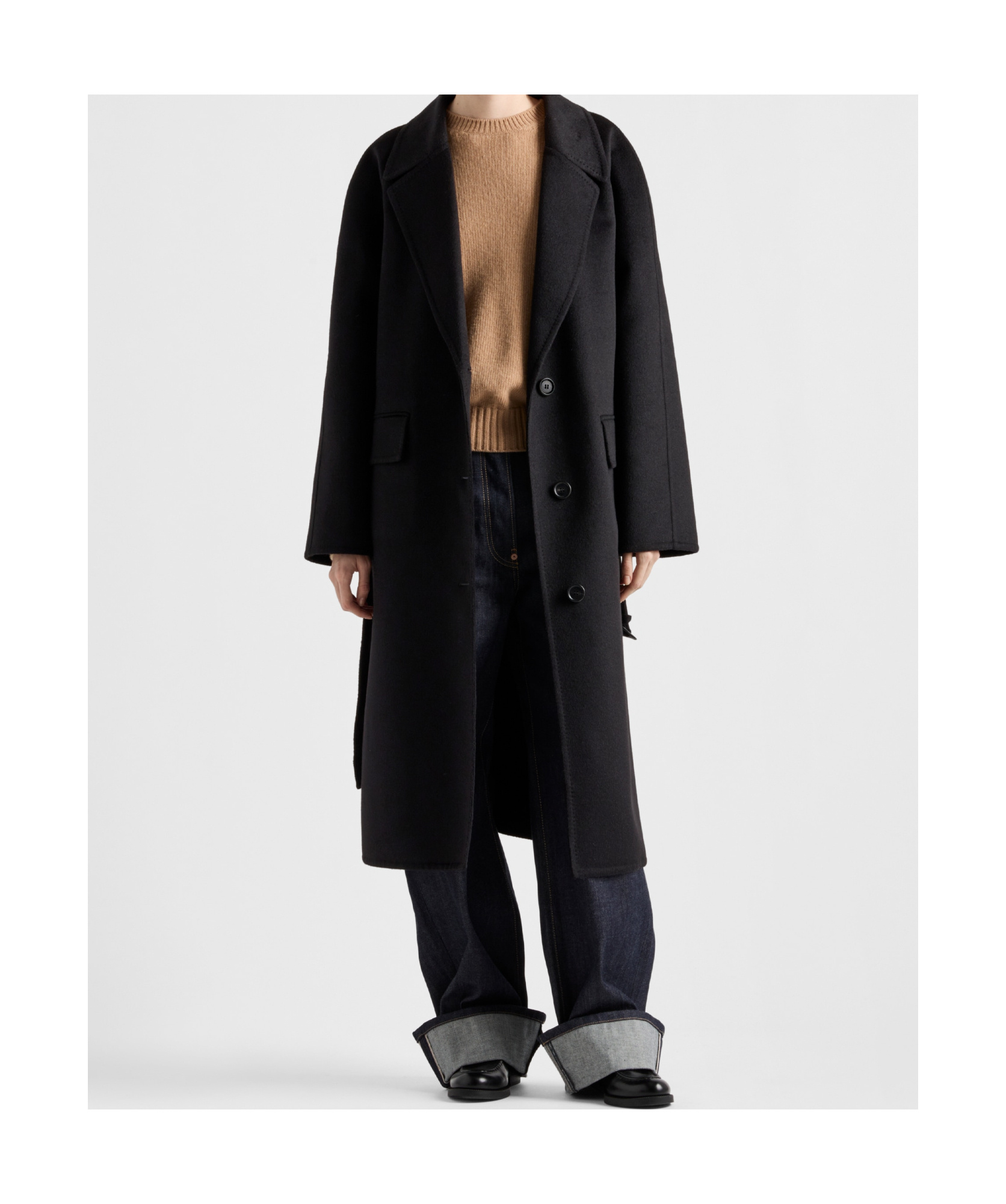 Shop Prada Single-breasted Cashgora Coat In Black