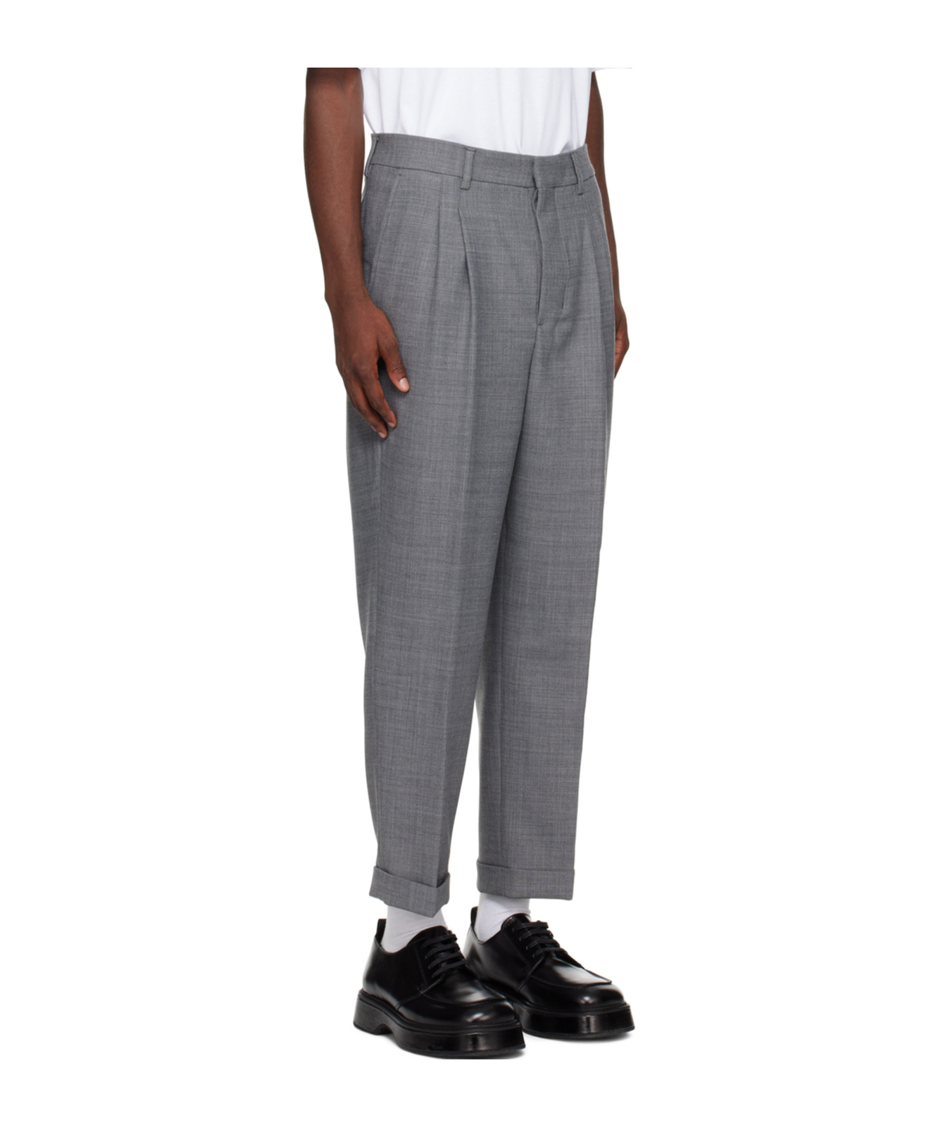 Ami Alexandre Mattiussi Tapered Stretch Casual Pants In Gray