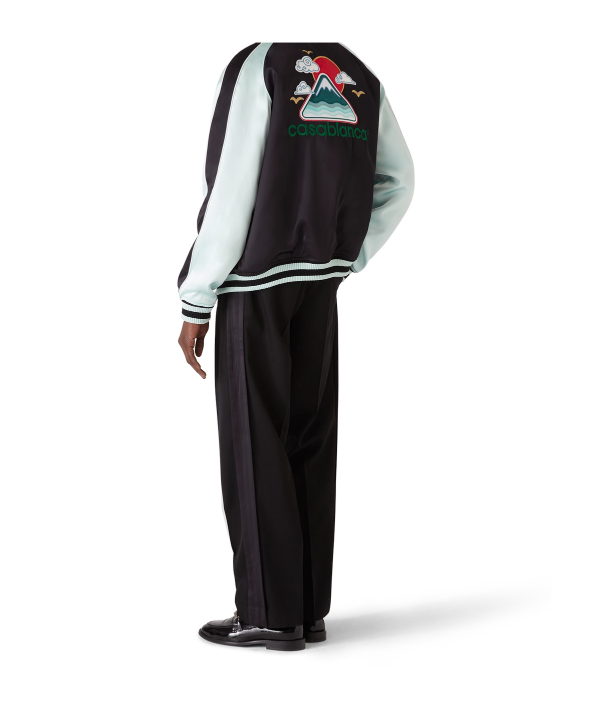 Casablanca Quilted Colour-block Satin Track Jacket In Black