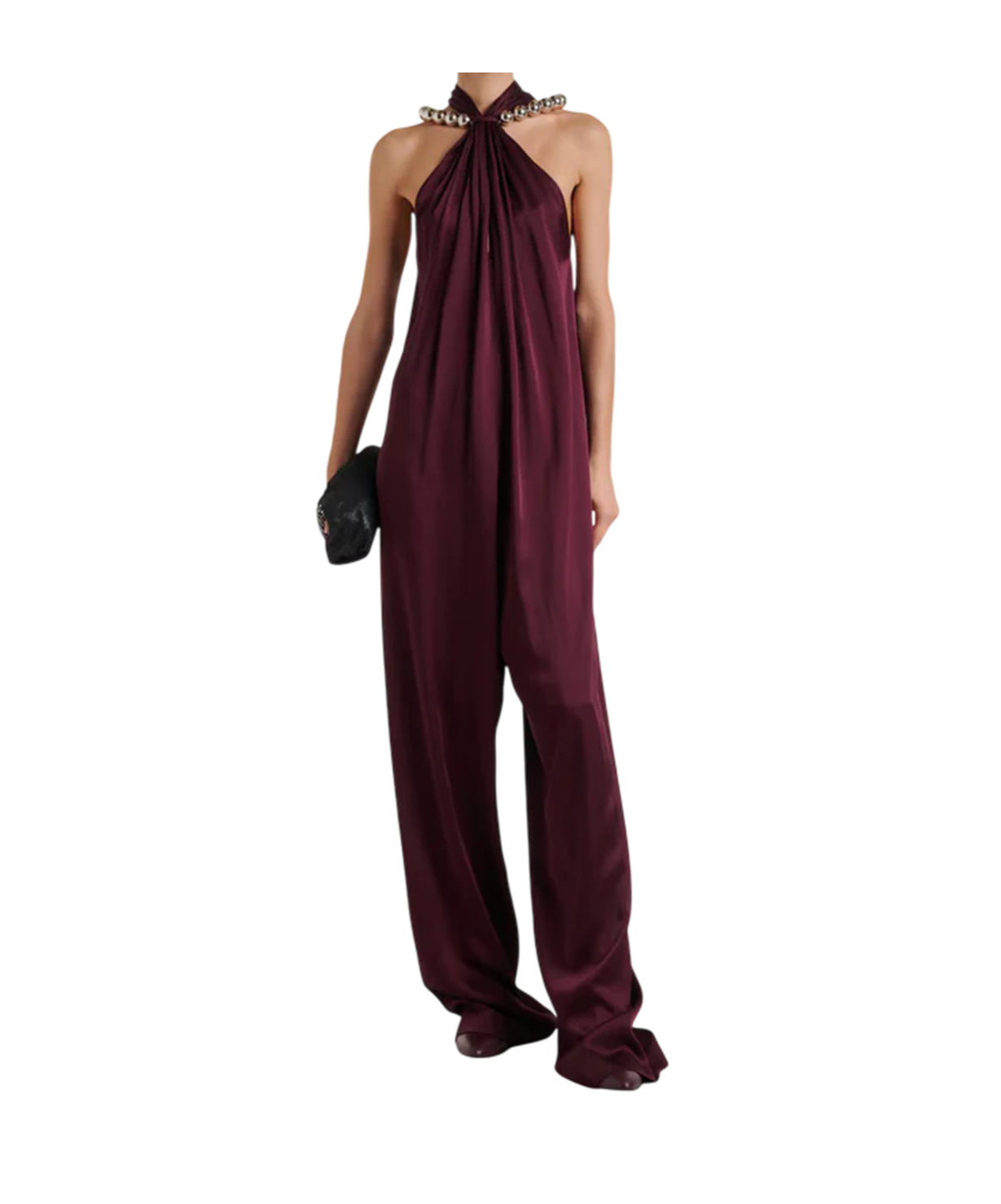 Stella Mccartney Womens Embellished Wide-leg Woven Jumpsuit Bordeaux In Burgundy