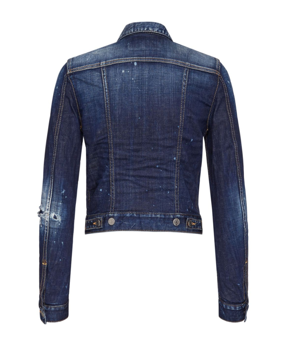 Dsquared2 Distressed Denim Jacket Buttoned Cuffs In Blue