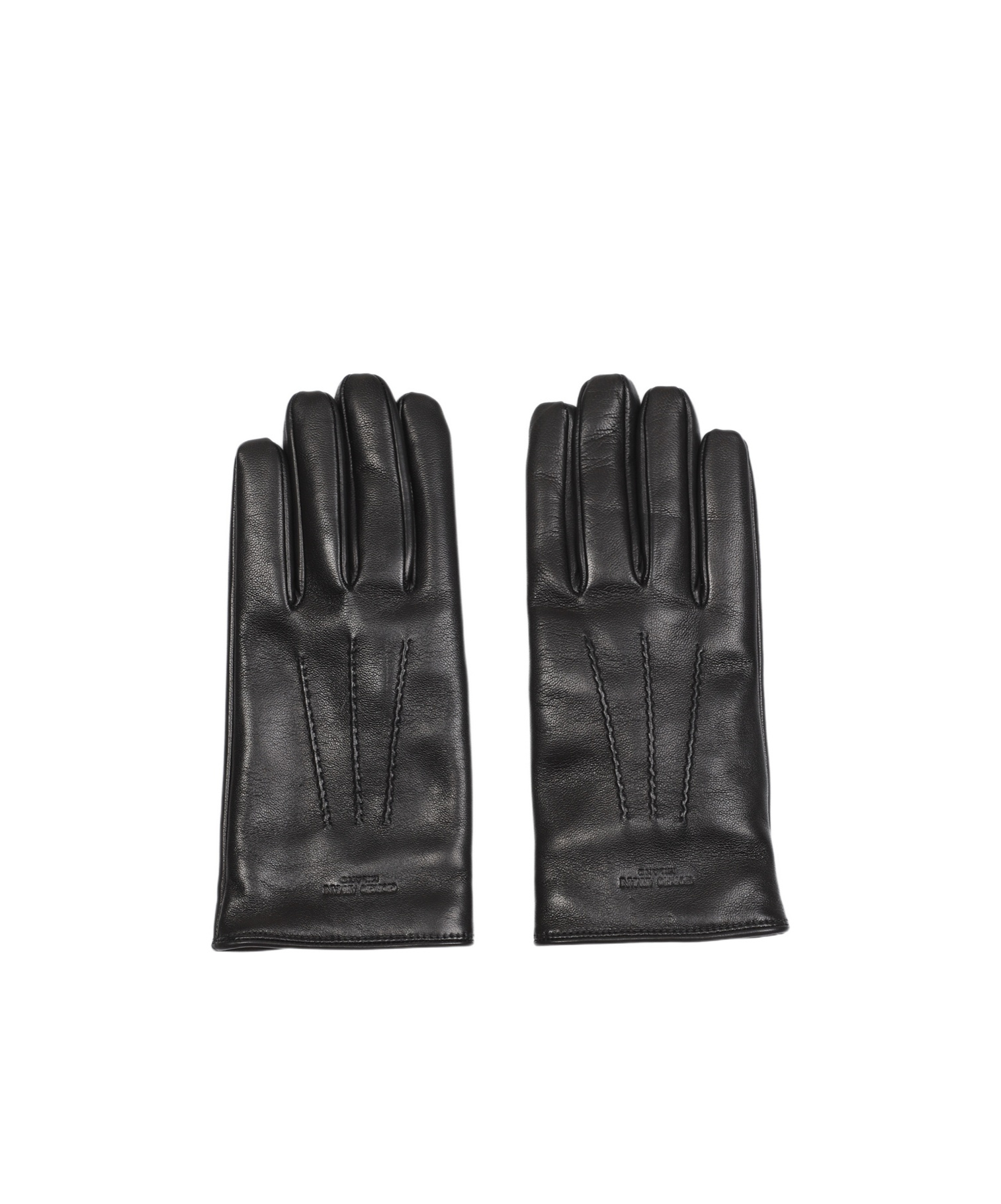 Giorgio Armani Logo-stamped Leather Gloves In Black