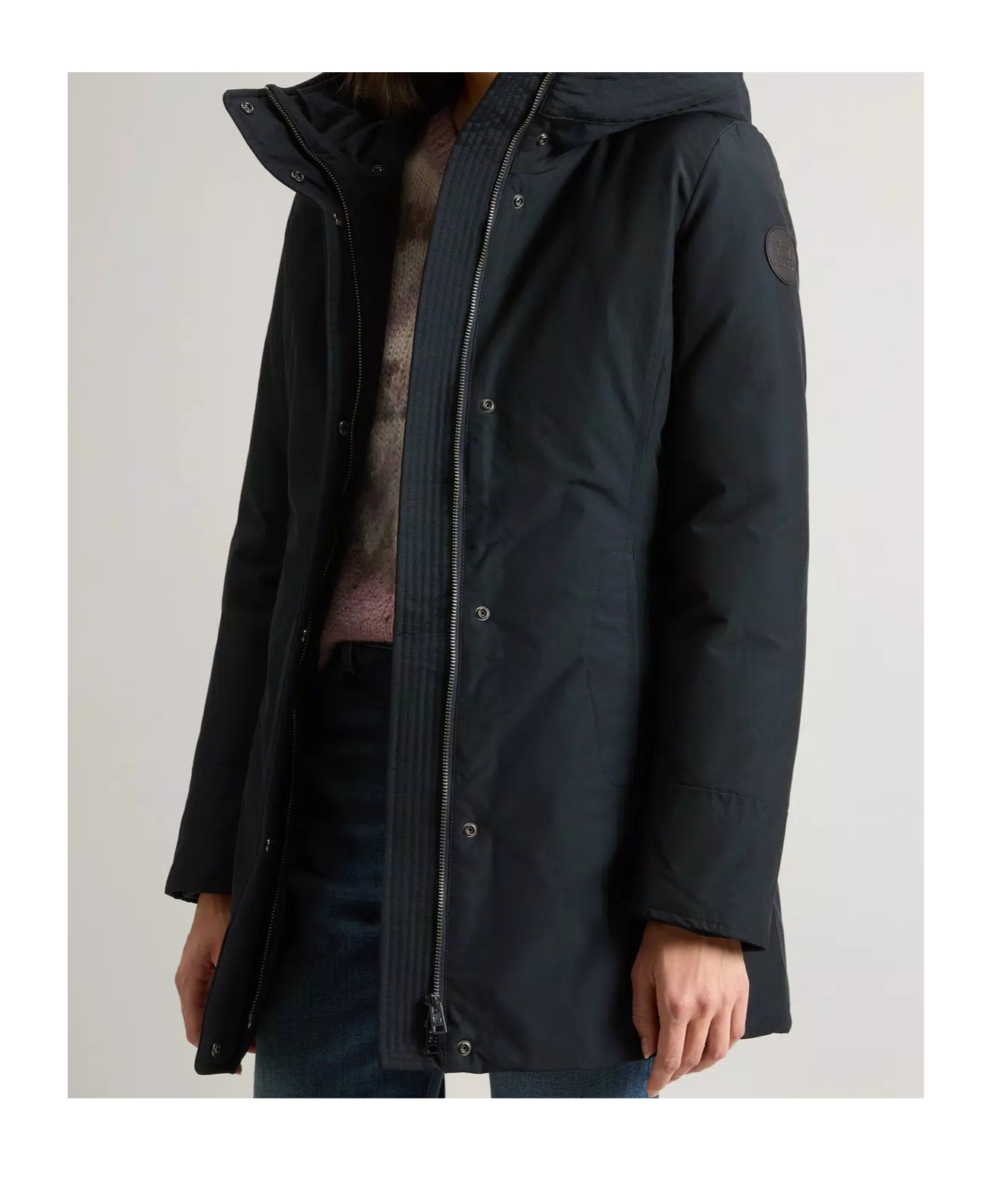 Woolrich Boulder Parka In Ramar Cloth With Hood And Detachable Faux Fur Trim In Black