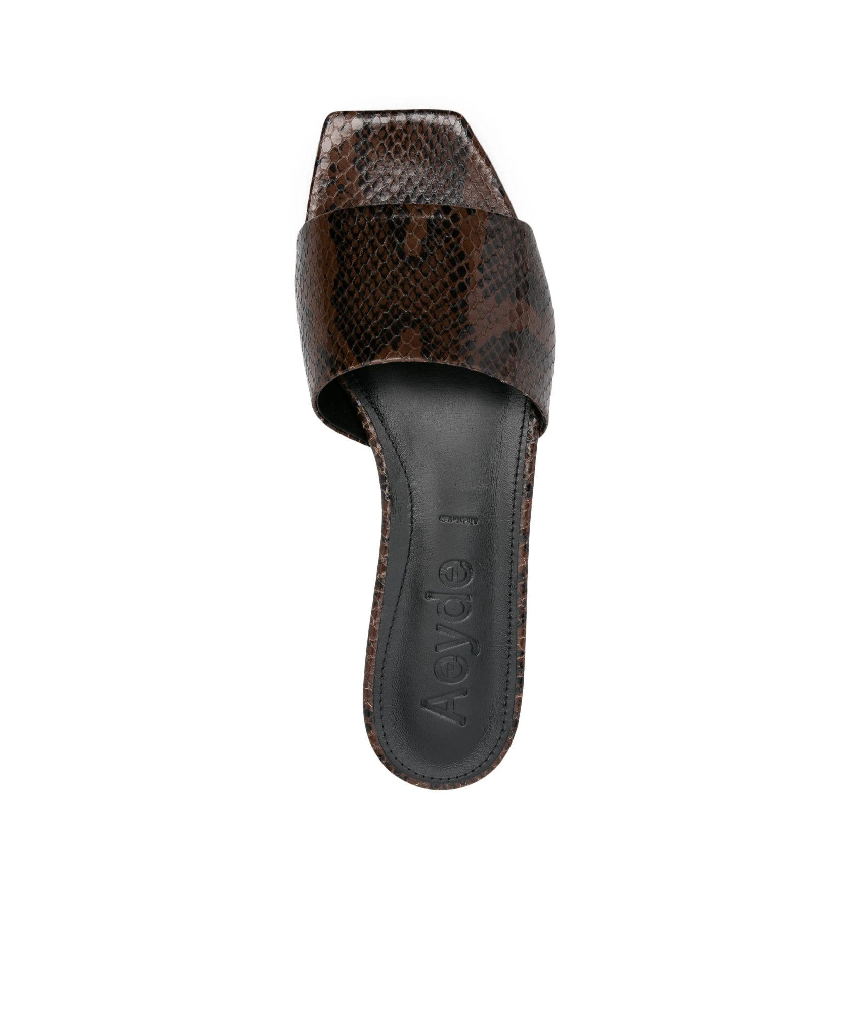 Aeyde Square Toe Flat Sole Sandals With Textured Finish In Moka