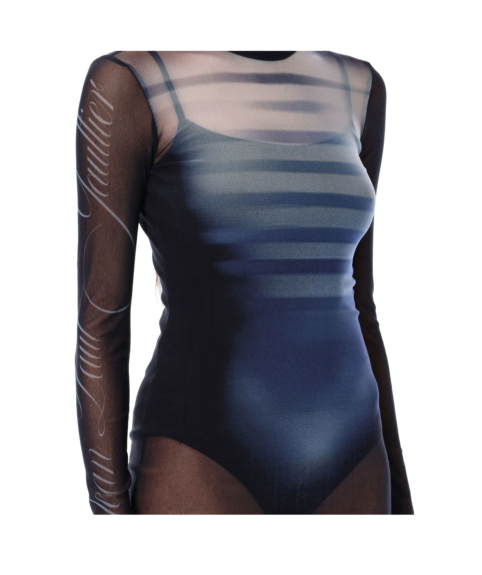 Jean Paul Gaultier Le Mâle Printed Mesh Mini Dress In Multicolor