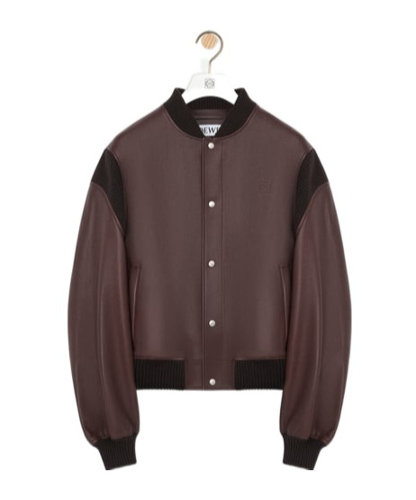 Loewe Bomber Jacket In Nappa Lambskin In Brown