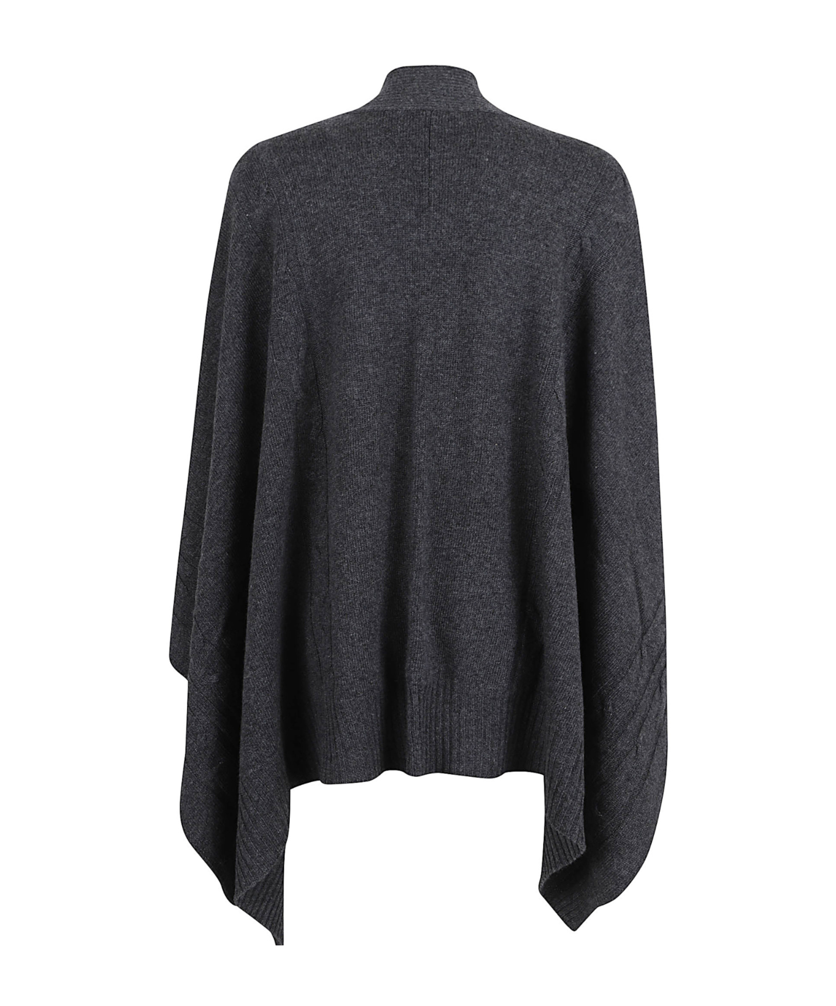 Ermanno Scervino Draped Cape With Ribbed Hem And Embroidery In Black