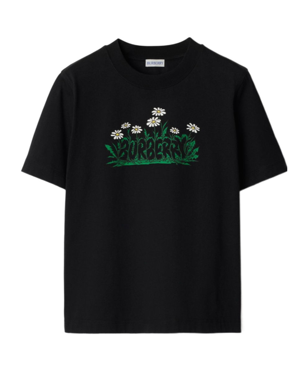Burberry Daisy-logo Cotton T-shirt In Black